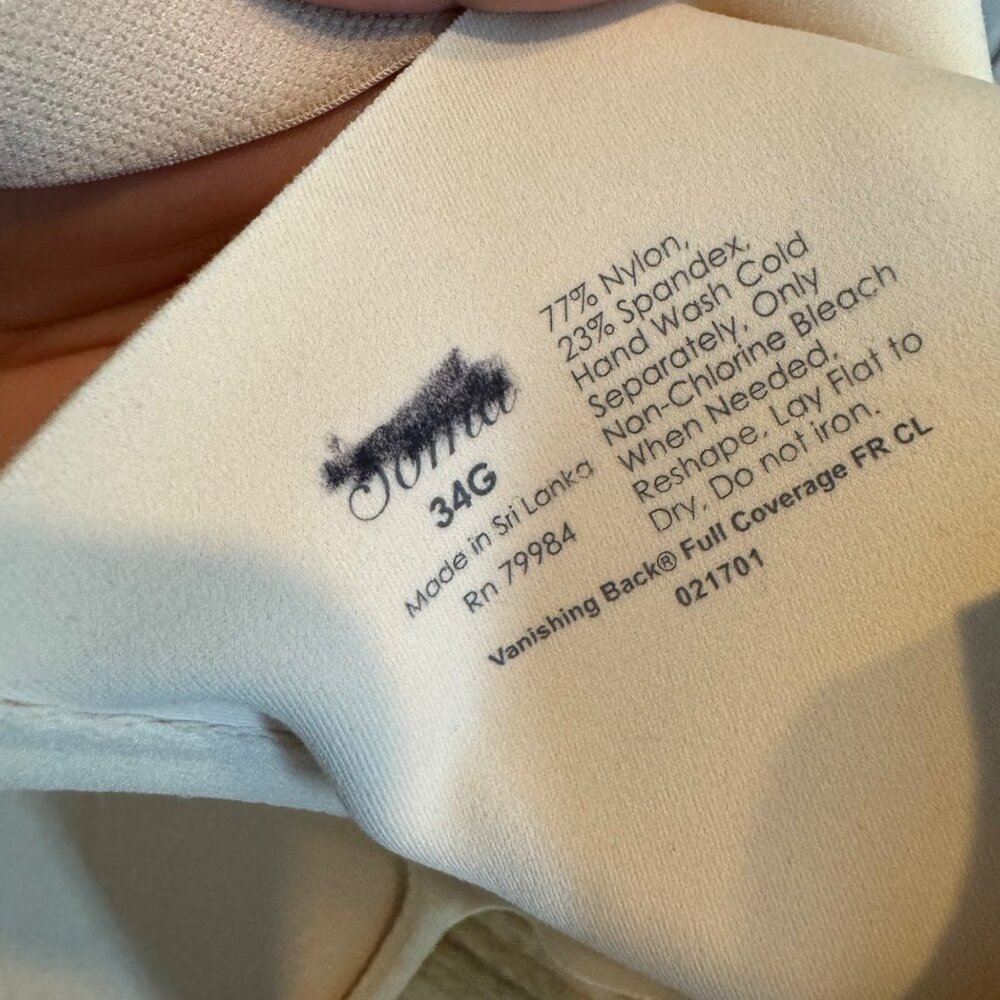 SOMA cream vanishing back full coverage front closure bra size 34G - Picture 3 of 5